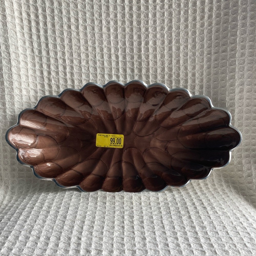 Julia Knight Peony Toffee Oval Scalloped Bowl